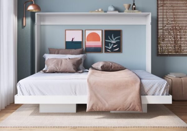 Cama Abatible 2 Plazas Horizontal Color Blanco - Image 4