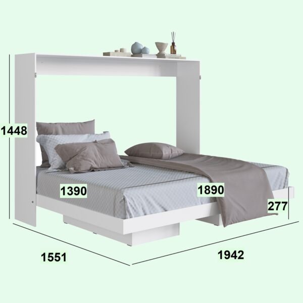 Cama Abatible 2 Plazas Horizontal Color Blanco - Image 5