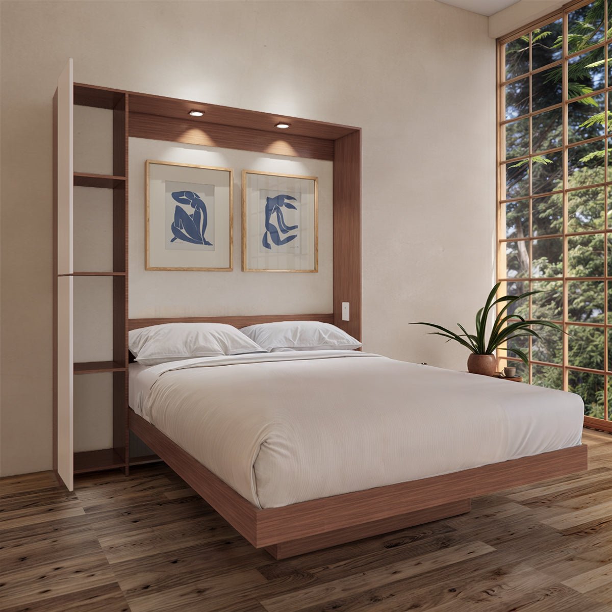 Cama Abatible 2 Plazas PLUS Con luces LED y Puerto USB