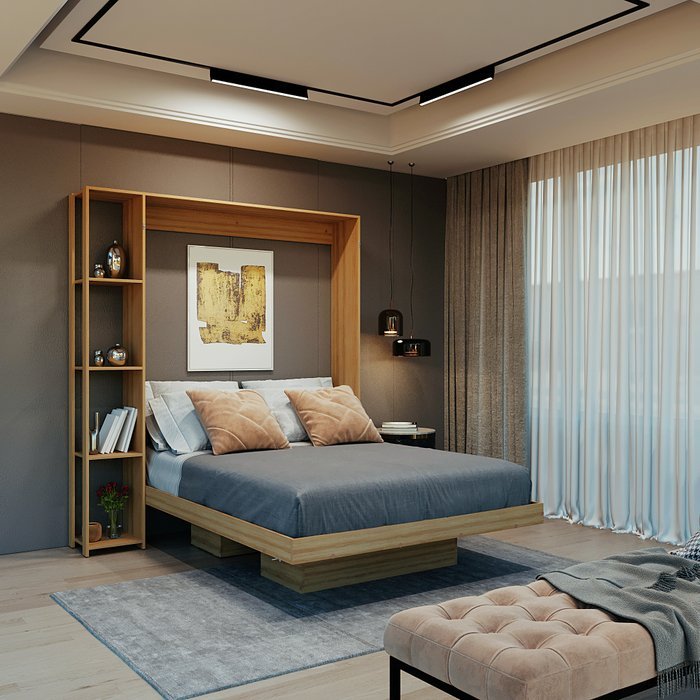 Cama Abatible 2 Plazas Con Estanteri Lateral - Image 2