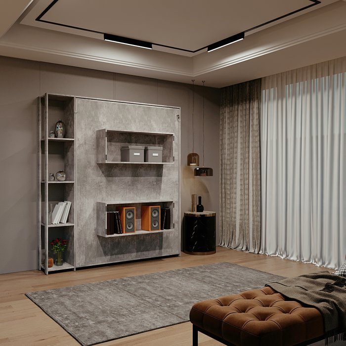 Cama Abatible 2 Plazas Con Estanteri Lateral - Image 2