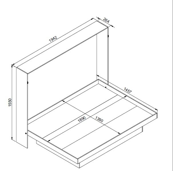 Cama Abatible 2 Plazas Horizontal Con Escritorio - Image 6