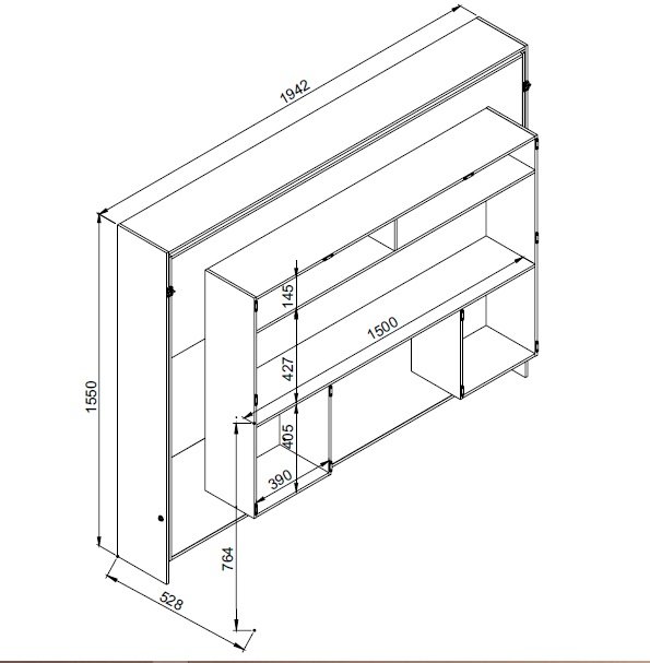 Cama Abatible 2 Plazas Horizontal Con Escritorio - Image 5