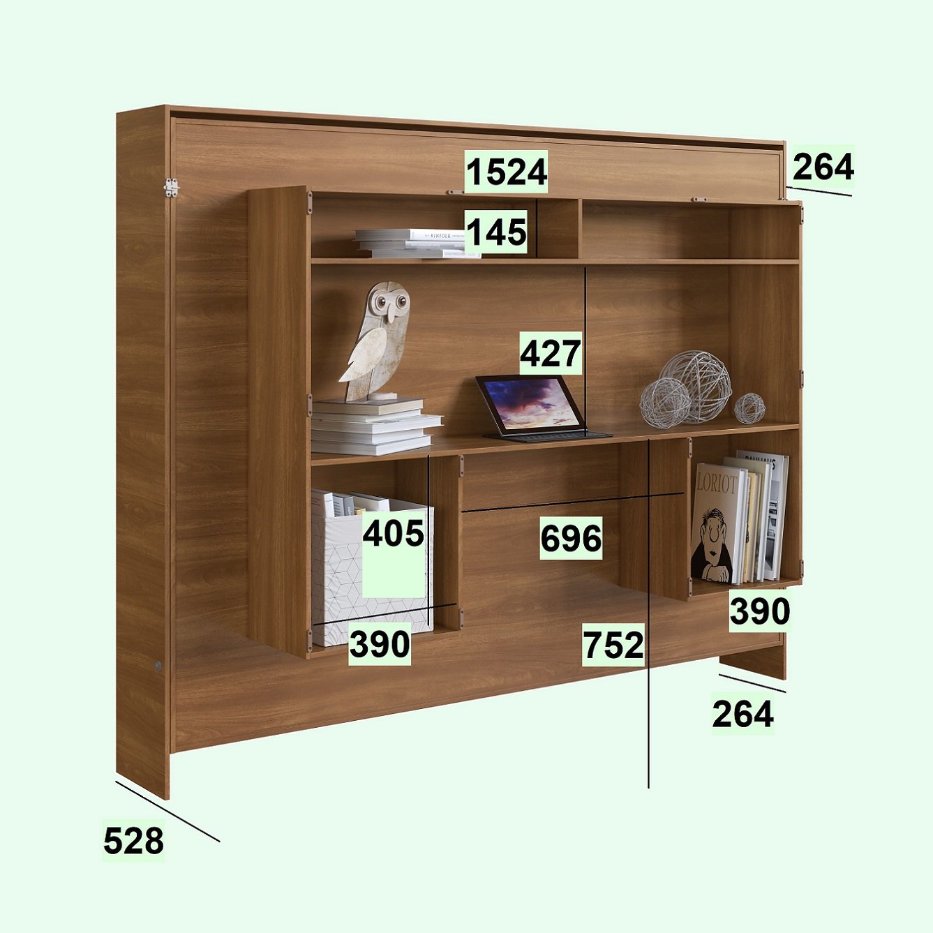 Cama Abatible 2 Plazas Horizontal Con Escritorio - Image 6