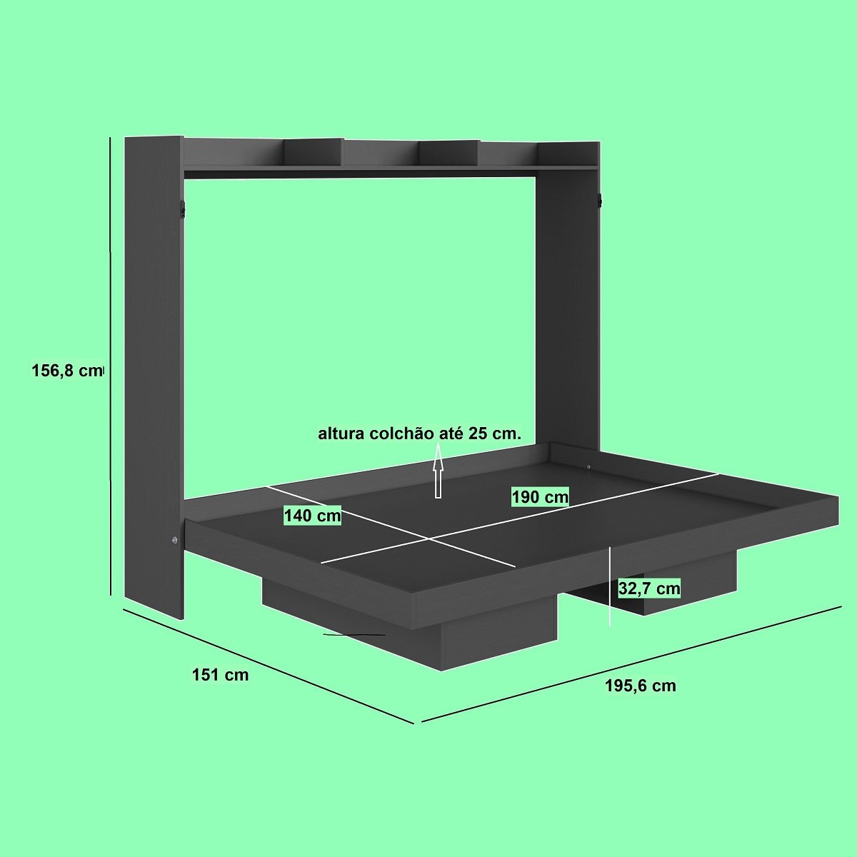 Cama Abatible 2 Plazas Horizontal Hanover - Image 6