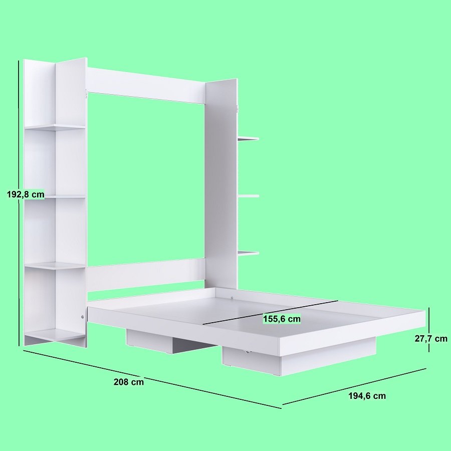 Cama Abatible 2 Plazas Vertical Vancouver Con 2 Estanterias Laterales - Image 5