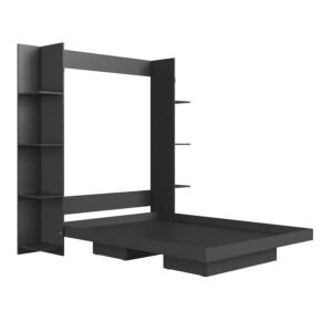 Cama Abatible 2 Plazas Vertical Vancouver Con 2 Estanterias Laterales