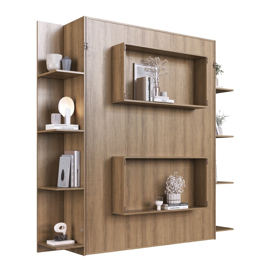 Cama Abatible 2 Plazas Vertical Vancouver Con 2 Estanterias Laterales - Image 4