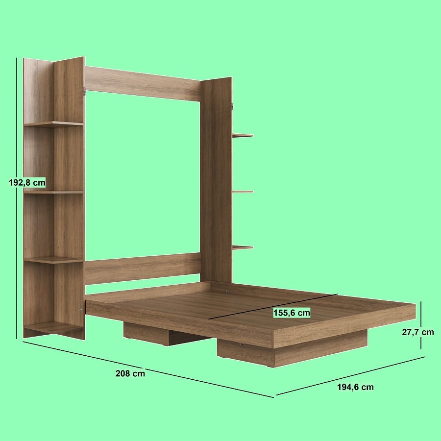 Cama Abatible 2 Plazas Vertical Vancouver Con 2 Estanterias Laterales - Image 5
