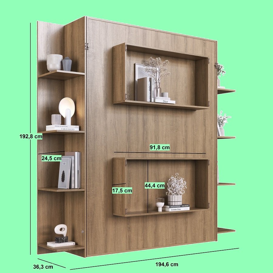 Cama Abatible 2 Plazas Vertical Vancouver Con 2 Estanterias Laterales - Image 6